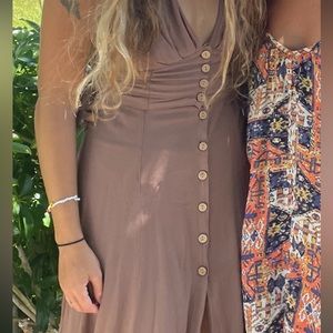 Long brown button up dress